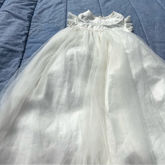 Trish Scully Allessandra Dress White w/ Lace Top and Tulle Bottom Size 7 - Picture 1 of 5